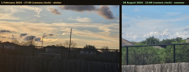 The same view in February and in August. The Word: "the grass and all the weeds disappeared; the trees grew so fast."
